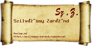 Szilvássy Zaránd névjegykártya
